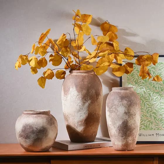2026 Novos produtos Vaso de cerâmica Retro Vaso de cerâmica Estilo silencioso Arranjo de flores Arranjo de flores Modelo