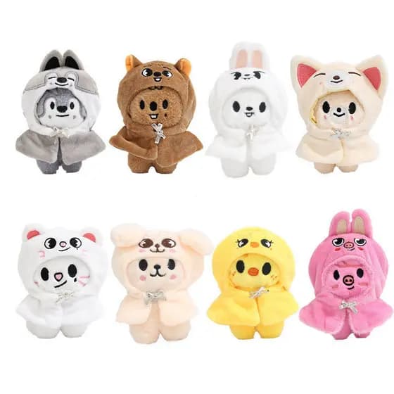 Boneca de Pelúcia Kpop Idol Stray Kids de 10cm com Capa Fofa Roupas Colecionáveis para Fãs SKZ