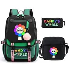 Dandy's world Campus Trendy Children Backpack Set Grande capacidade Estudantes do ensino fundamental Casual Schoolbag Co