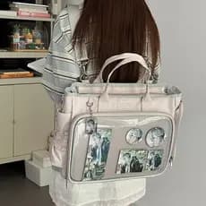 Bolsa transversal para estudantes universitárias, bolsa de ombro transparente de grande capacidade, mochila pequena para