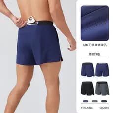 Shorts esportivos masculinos falsos de duas peças Anti-exposição calças de três pontos correndo Fitness pista campo Mara