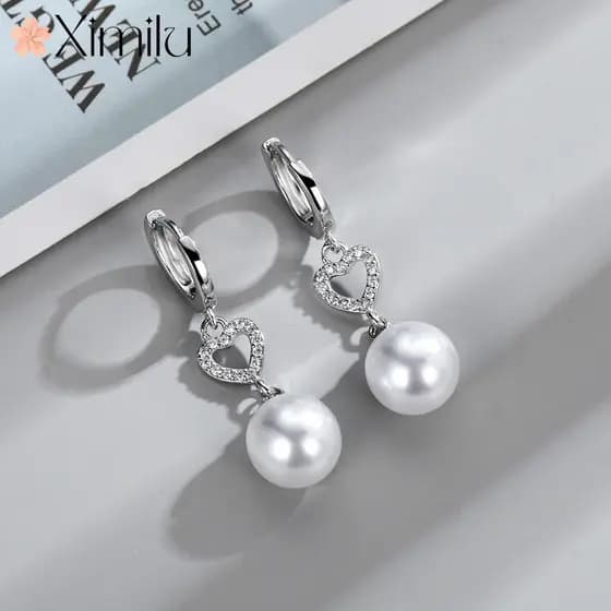 ❤ Romântico novo estilo incrustado em forma de coração fivela de orelha pequeno diamante 10mm brincos de contas moda fem