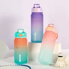 Xile multicolorido influenciador gradiente cor copo de água alto-mar portátil fosco plástico copo de água Fitness esport