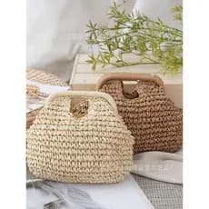 Bolsa de concha para férias à beira-mar, novo estilo, bolsa feminina estilo Mori, bolsa de ombro de palha, viagem, praia