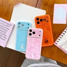 Linha Hello Kitty adequada para capa de telefone 17 Pro Tricolor KT, Color Line Kitty Blue Light Apple 16 Series 17 Pro