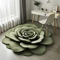 3D Visual cor sólida flor tapete Diatom lama absorver água antiderrapante tapete de banheiro Irregular tapete de porta d