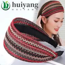 HUIYANG Faixa De Cabelo Lateral Larga Moda Pano Coreano Boêmia Estilos De Menina