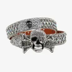 Cinto masculino rebite acessórios ins grande y2k strass Hop Hip lantejoulas crânio incrustado Punk novo estilo cinto crâ