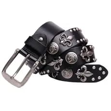 Importado primeira camada de couro crânio rebite cinto Punk masculino seta decoração senhoras All-Match cinto único