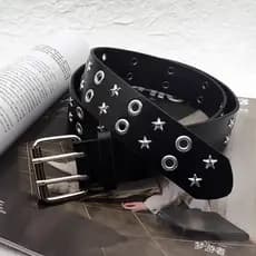 Punk Hot Girl y2k Star Rivet Air Eye Cinto sem perfuração All-Match Cinto unissex Cinto estrela de cinco pontas