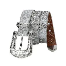 Europeu americano Cross-Border prata piscando strass cinto feminino incrustado cheio de diamante moda único na moda cint