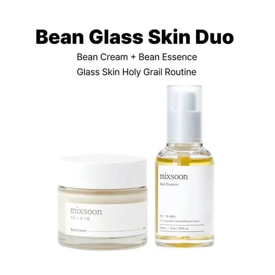[mixsoon]BeanGlassDuo | EssênciaDeFeijão50ml+Feijão50ml | Exfoliante AHA, Anti-Envelhecimento, Sérum Iluminador, Essênci