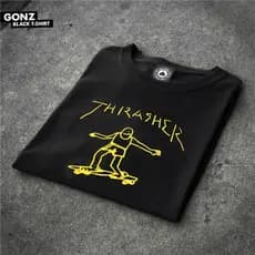 Estoque Thrasher Gonz American Flame Skate Little Man Ilustração 100 % Algodão Macio Premium Tee Homens Mulheres Casual