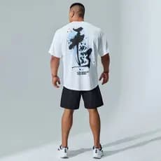 Muscle Dog Impresso Camiseta Esportiva Masculina Verão 100 % Algodão Premium Solto Manga Curta Respirável Fitness Street