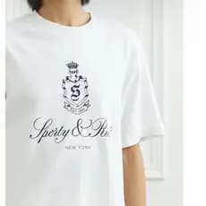 Camiseta Feminina SPORTY & RICH Com Estampa De Alta Qualidade Casual Versátil 200GSM Gola Redonda