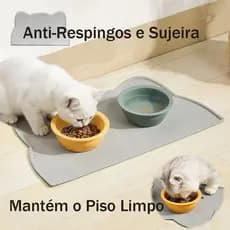 Tapete de Silicone para Comedouro Pet Impermeável Antiderrapante Sem Sujeira Espalhada no Chão