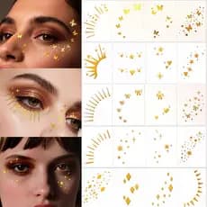 Adesivos de Olhos Brilhantes em Hot Stamping, Adesivos de Rosto, Adesivos de Tatuagem, Adesivos de Maquiagem Temporária