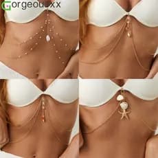 [Gorgeousxx] Verão Praia Concha Estrela Do Mar Pingente Borla Correntes Acessórios De Biquíni Feminino Joias Corporais