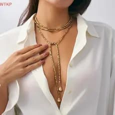 Quente 2025 Novo Criativo Hip-hop Irregular CCB Longo Nelace Para Mulheres Na Moda Em Forma De Y Pingente Jóias Acessóri