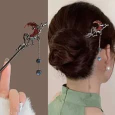 Lua vermelha borla Hairpin feminino novo estilo nicho Design Hairpin volta cabeça simples único Hairpin