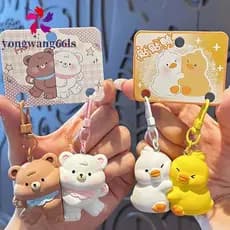 YONGWANG 2 Peças De Pingentes De Animais , Chaveiros De Casal De Cachorro E Gato , Chaveiro De Mochila De Liga De Resina
