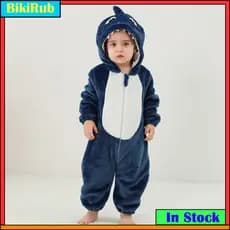 Natal Kigurumi Bebê Recém-Nascido Meninas Ou Meninos Bonito Tubarão Unicórnio Animal Desenho Animado Pijama De Manga Lon