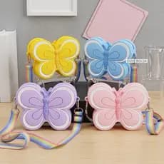 Bolsa Infantil de Silicone Borboleta Com Alça Colorida Para Meninas