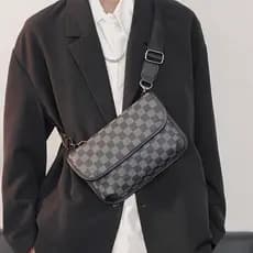 # Shoulder Bolsa , Quadrada Pequena Masculina Xadrez crossbody