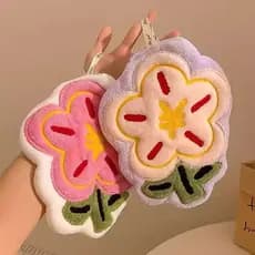 1Pc 22x24cm Coral Velo Dinheiro Flor Toalha De Mão Pendurado Cozinha Banheiro Absorção De Água Secagem Rápida Limpeza
