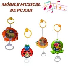 Mobile Musical de Puxar Para Berço e Carrinho Diversos Temas