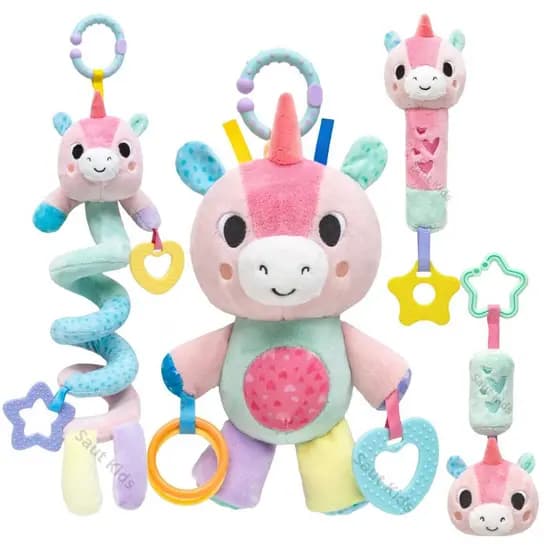 Brinquedos para Bebê Móbile Espiral Chocalho Buba Unicórnio Treme Treme Molinha Brinquedo Bebe Menina Infantil Pelúcia