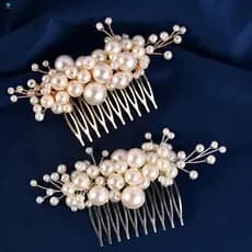 Pente De Cabelo Com Pérolas Vintage-Presilha De Liga Elegante Para Festa De Princesa