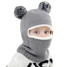Chapéu De Inverno Para Bebê De 1 A 7 Anos , Cachecol De Malha Com Pompom De Uma Peça