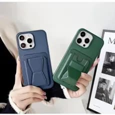 Capa tipo couro Com suporte + porta cartão Capa de Luxo Capinha de alta qualidade Courino para iPhone