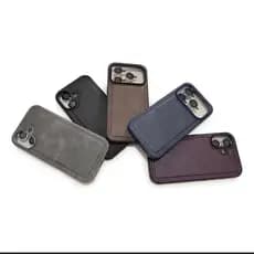 Luxo Couro Para iPhone À Prova De Queda Acompanha Lente De Câmera