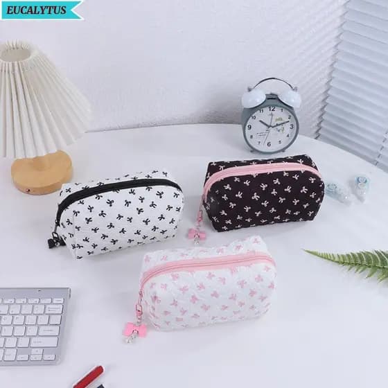 Bolsa De Caneta EUCALYTUS , Lápis Portátil Com Laço , Papelaria Multifuncional De Grande Capacidade Para Estudantes