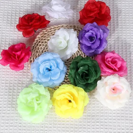 8CM Cabeça De Rosa Pano De Seda Flor Artificial Para Decoração Da Parede De Casamento Rose headwear