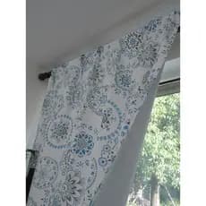 Taobao loja antiga comércio exterior cortinas dobradas físicas primeira classe Blackout estilo étnico fundo branco azul