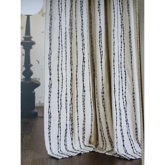 Tira Vertical Irregular Jacquard algodão linho sentir sala de estar estudo quarto cortina de pano Semi-sombreamento Xiao