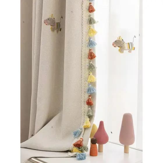 Cortinas de quarto fofas para meninos e meninas, Blackout, algodão, linho, bordado, estilo cremoso, 2026, novos produtos