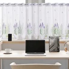 Cortina de porta pequena pequena fresca impressa lavanda café cortina de cozinha lavatório sem perfuração cortina de por