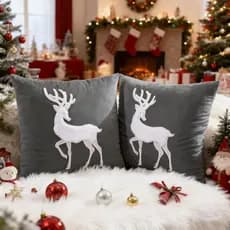 Elk bordado natal francês travesseiro de pelúcia Nordic sala estar sofá almofada natal cabeceira bonito fronha