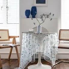 Toalha de mesa de renda francesa de floco de neve azul, quadrada, adereços de tiro de casamento de alta qualidade, pano