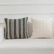 Retro listrado lombar travesseiro almofada sala de estar sofá fronha simples preto branco terno macio High-End sentiment