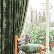 Novo estilo Pastoral americano planta verde cortina pano Blackout Retro algodão linho sala de estar quarto pára-sol sent