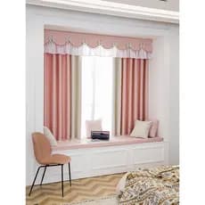 Rosa estilo princesa cortina pano quente doce quarto das crianças bonito romântico completo Blackout pano Bay janela cur