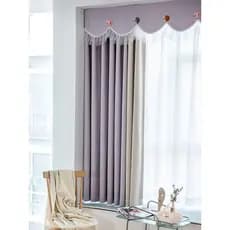 Cortina de janela saliente roxo fantasia estilo princesa cortina curta do chão ao teto janela Blackout completo Chenille