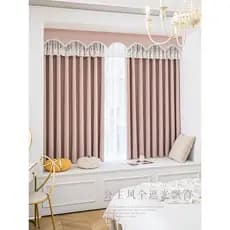 Cortina Blackout completa da janela da baía rosa quarto menina romântico quente estilo princesa auto-adesivo cortina fra