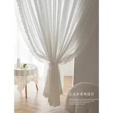 Cortina de gaze para varanda, transparente, sonho impervo, sala de estar, renda francesa, fada, moderna, simples, decora