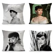 Audrey Hepburn Travesseiro Retro Nostálgico Café Bar Sofá Almofada de Flanela Travesseiro